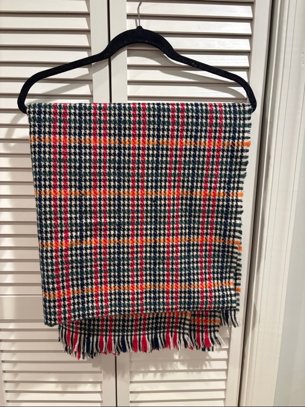 Maeve Anthropologie plaid fringe scarf